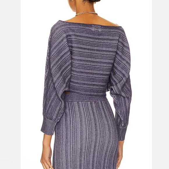 NWT Misa Nia top cropped knit sweater ribbed crocus Revolve M - Picture 2 of 8